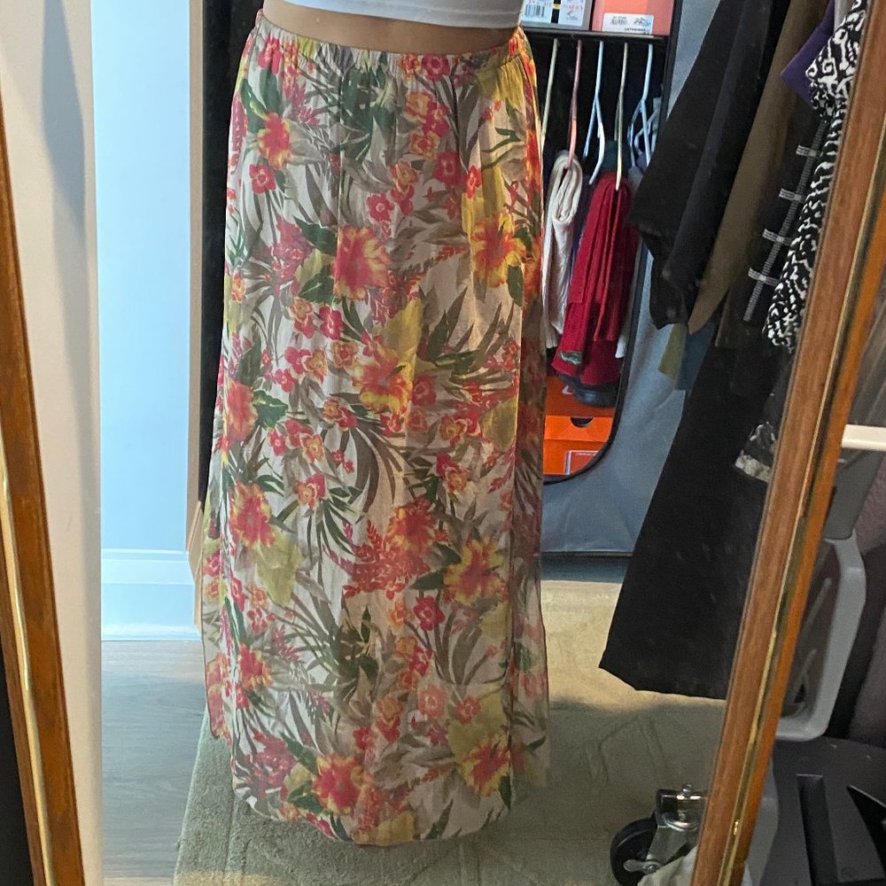 Tropical Patterned Maxi Skirt